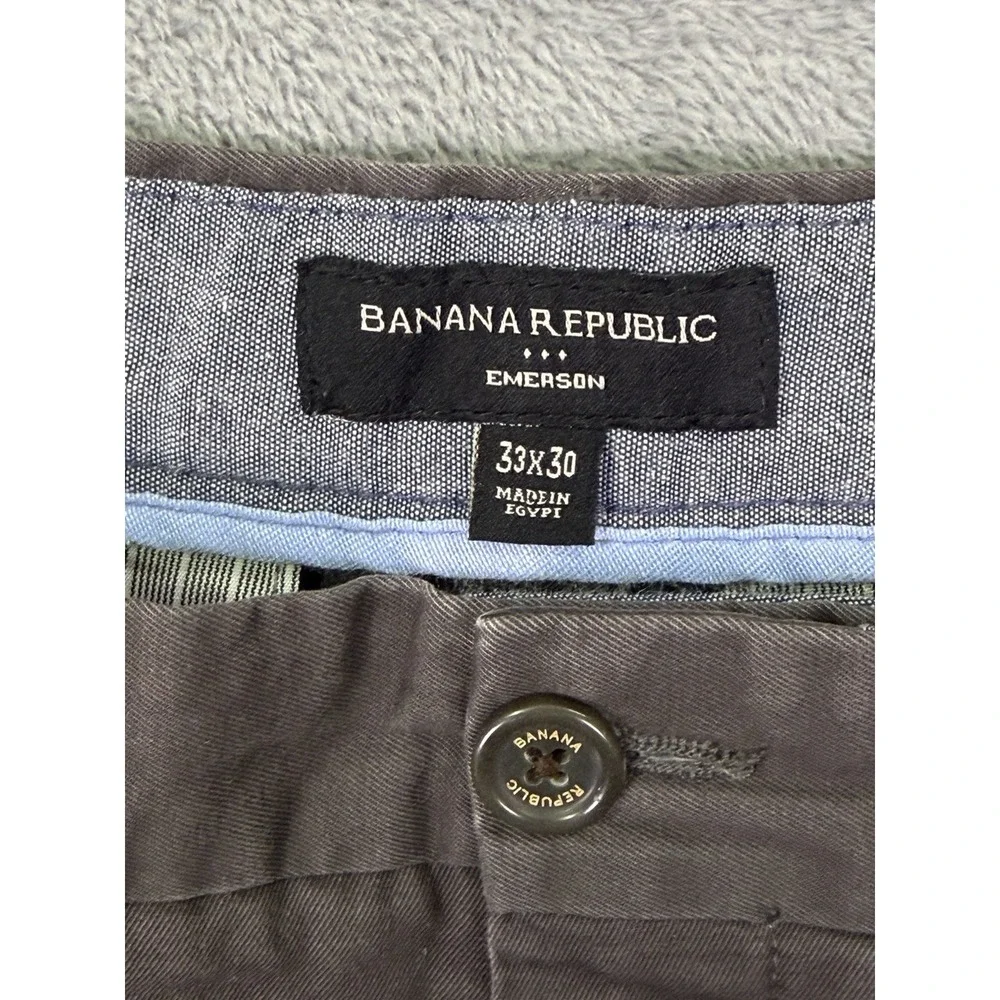 Banana Republic Chino Pants Mens 33x30 Gray‎ Emerson Straight Leg Flat Front